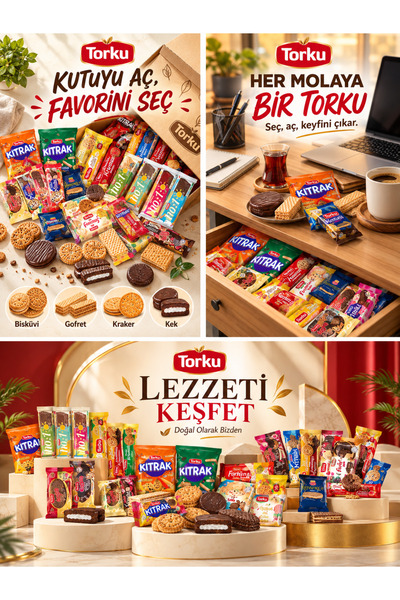 Torku Mega Tanışma Paketi 25 Adet Karışık Atıştırmalık Kutusu Kek, Bisküvi, Gofret ve Kraker