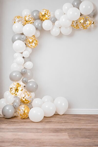 Patladı Gitti Gray White Confetti Balloon Chain Set Concept 8