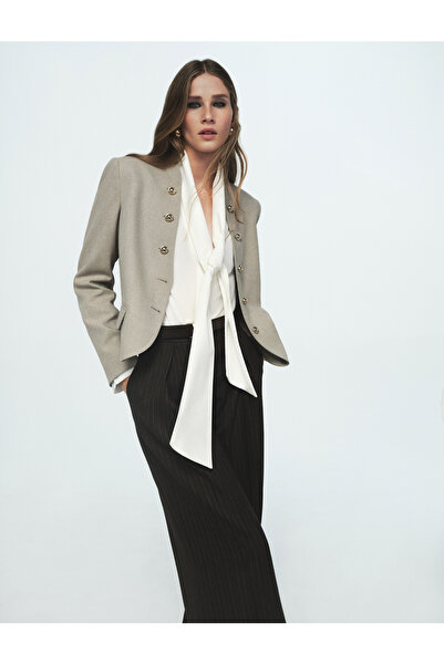 Koton Cotton Tie-Fasten Scarf Collar Long Sleeve Poplin Shirt