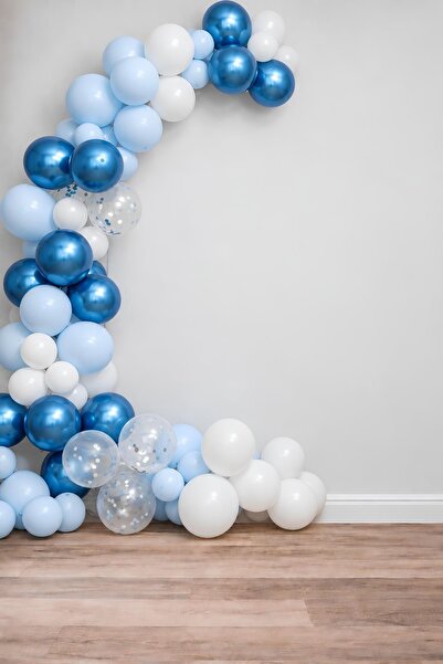 Patladı Gitti Mavi Beyaz Balon Zincir Set