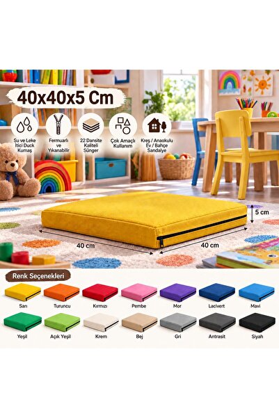 REMEGE 40x40x5 Cm Kare Minder - Sandalye Minderi - Kreş Anaokulu Oyun Aktivit...