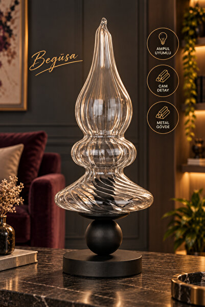 Begüsa Solid Işıklı Aksesuar Şeffaf Cam, Dekoratif Işıklı Aksesuar, Şeffaf Ca...
