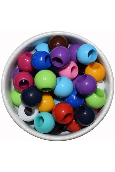 Zedhobi 16 Mm Karışık Renkli Plastik Boncuk Renkli Geniş Delik Makrome Boncuğ...