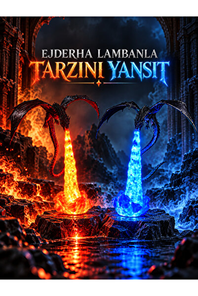 Seymen3D Ejderha Alevi Lambası | Yüksek Kalite Aydınlatma| Usb Kablolu | On/o...