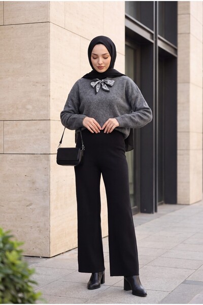 Modamorfo Salaş Triko Pantolon -siyah