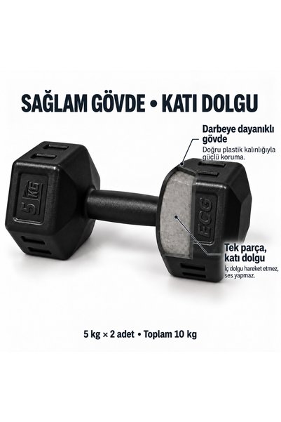 ECG 5 Kg Dambıl Seti (2 ADET – TOPLAM 10 KG) |ürün Garantili | Yerli Üretim