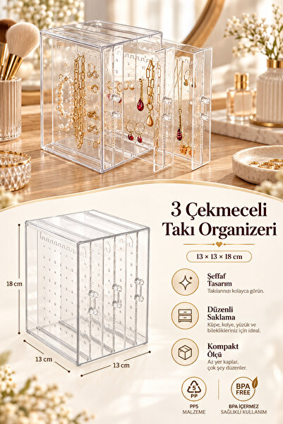 Poomy Takı Düzenleyici Dolap - Küpe - Kolye Düzenleyici Organizer Stand
