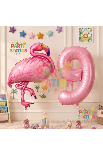 Parti Station Flamingo Balloon 9 Year Old Birthday Balloon Set Flamingo Conce...