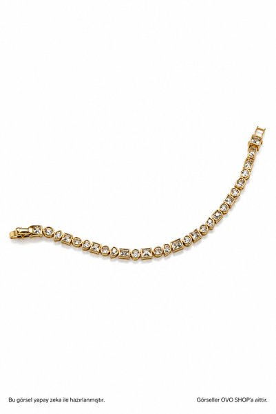 OVO SHOP Geometric Zircon Stone Gold cm 316L Stainless Steel Women's Bracelet