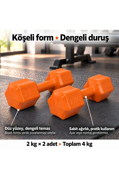ECG Spor 2 Kg Turuncu Dambıl Seti 2 Kg X 2 Toplam 4 Kg Ağırlık Seti