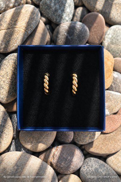 OVO SHOP Burgu Hakla Gold Old Money Casual Steel Women's Earrings
