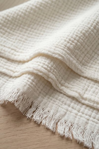 HEİANMONO Baby Blanket 100% Cotton Muslin & 4 Layers & Cream (100X120 cm)(250 Grams)
