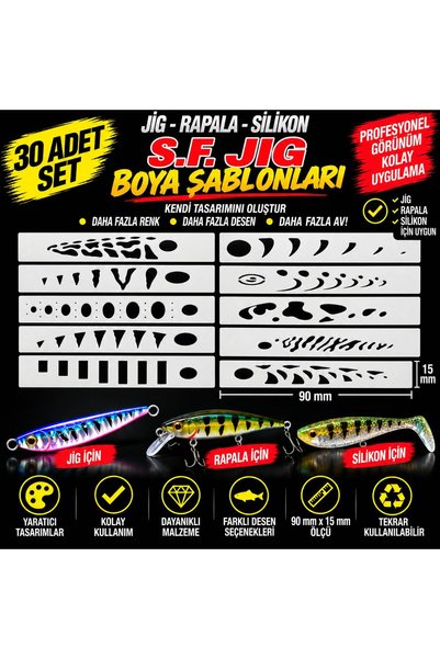 SF Jig Jig & Rapala Boya Şablonu Seti – Balık Desen Aparatı – Airbrush ve Spr...