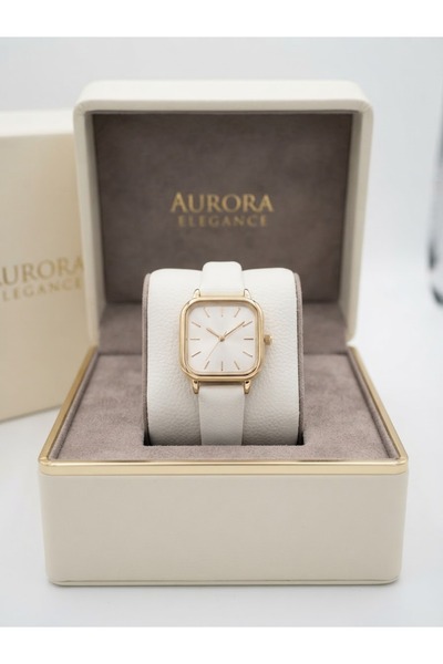 DARK BLANC Roma Rakamli Beyaz Renk Gold Kasa Deri Kordon Vintage Saat