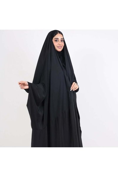 OMES Abaya Ras Plain Black Silk Fabric Textile - Size 145