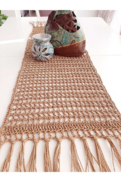 MEGAHAN BOUTIQUE ميجان - تصميم خاص منسوج يدويًا من خيوط الورق 32 سم × 100 سم (لون القش)