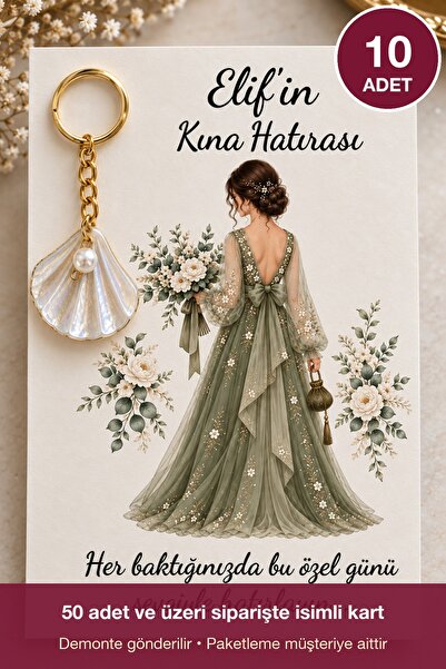 10 Adet İncili İstiridye Anahtarlık | Kına Gecesi Hediyeliği, Nişan, Söz, Nikah, Düğün Hatırası | Bride To Be
