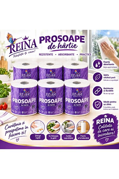 Generic Brand Bax 6 role prosoape de hartie premium REINA, 100% Celuloza Pura...