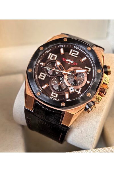 G Force G-Force Js25 Miyota Movement Brown Design Men's Chronograph Wristwatc...