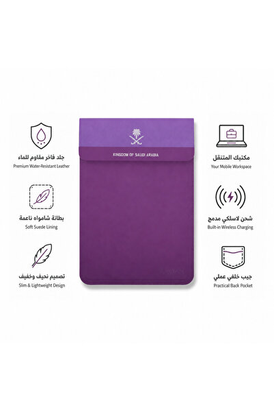 LAVN حقيبة لابتوب أصلية فاخرة من الجلد الناعم، شاحن لاسلكي بدون بطارية، بمقاس...