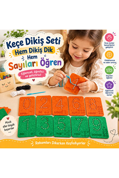 KESKİN NAKIŞ EĞİTİCİ KEÇE SAYILAR DİKİŞ SETİ