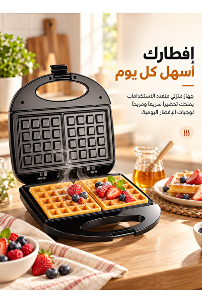 SOKANY جهاز صنع الوافل والساندويتش المدمج بقوة 750 واط - ألواح غير لاصقة وتصم...