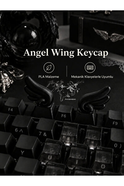 Polybunbun Melek Kanatlı Keycap 2 Adet Siyah