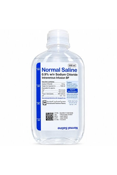 Generic Saudi Normal Saline 0.9% w/v Sodium Chloride Intravenous Infusion BP ...