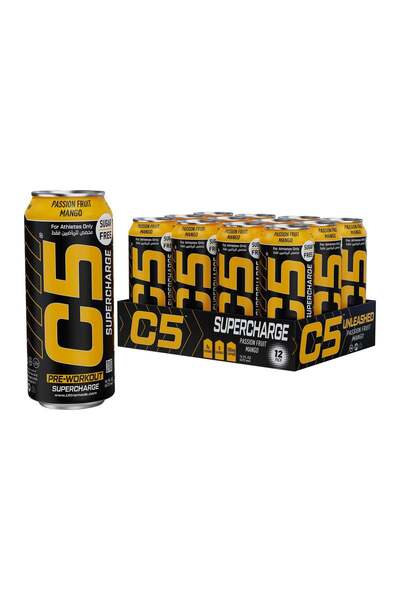 C5 Recovery Drink Supercharge Passion Fruit Mango Pre Workout Sugar Free, Zer...