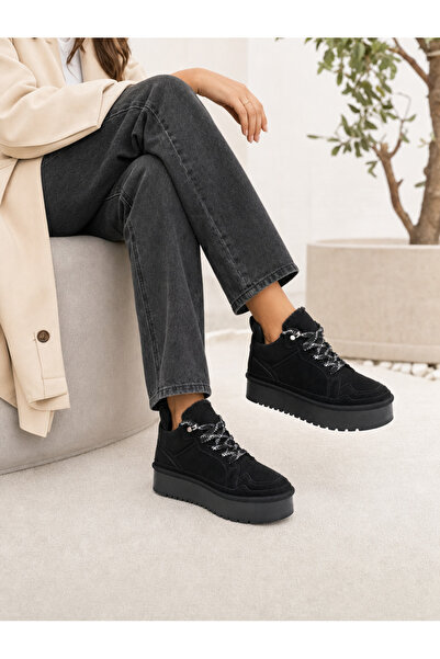 sümmy shoes Kadın Bağcıklı Yüksek Taban Süet Bot