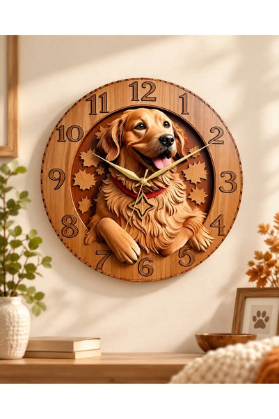 AA Shop Ahşap Renkli Baskı Golden Köpek Desenli Kabartma Görünümlü Hediyelik ...