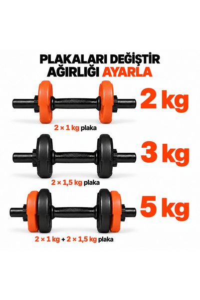 ECG 11 Kg Dambıl Seti Turuncu Siyah 6 In 1 Fitness Set