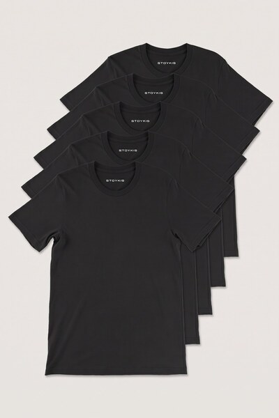 Stoykis Erkek Siyah %100 Pamuklu 5 Li T-shirt Paketi Regular Fit