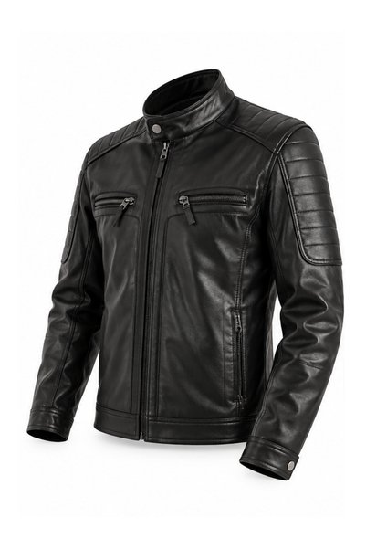 Generic Brand Embroidered Hakim Collar Genuine Leather Jacket