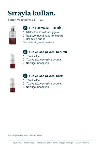izderma Line Correct Karma ve Yağlı Ciltler İçin Aktif Bakım Seti: Yüz Serumu & Yüz Kremi