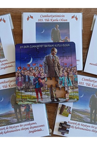 1 adet ahşap yapboz cumhuriyet bayramı hediyesi
