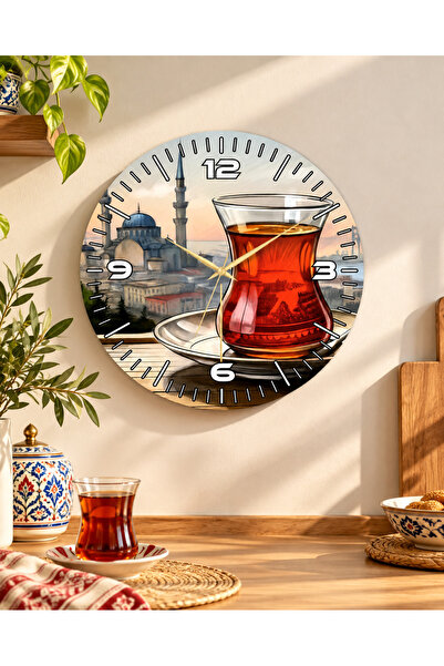 AA Shop Renkli Baskı Çay İstanbul Desenli Sayılı Yılbaşı Hediyelik Ahşap Sess...