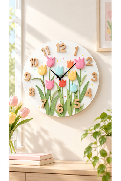 AA Shop Renkli Baskı Çiçek Desenli Sayılı Yılbaşı Hediyelik Ahşap Sessiz Tabl...