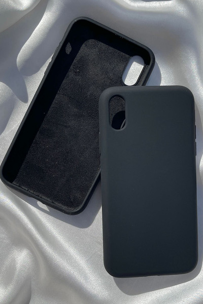 Revasser iPhone X için Kılıf Lansman Logolu İçi Yumuşak Kadife X kılıfı silik...