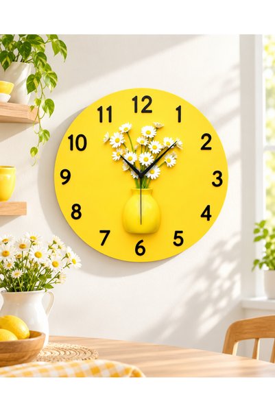 AA Shop 2D Kabartma Görünümlü Sarı Saksı Çiçek Papatya Renkli Sayılı Hediyeli...