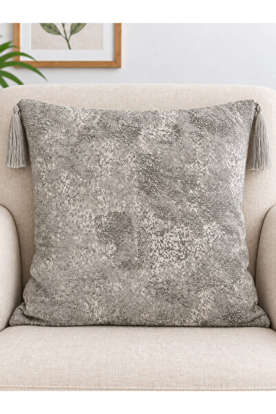 Decamor home Gray Throw Pillow Cover with Tassels