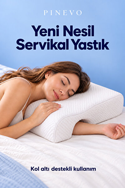 pinevo Kol Destekli Visco Boyun Yastığı 65x49 cm Ergonomik Uyku Yastığı