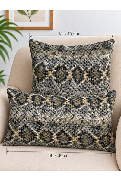 Decamor home غطاء وسادة لغرفة المعيشة بنمط أخضر وأسود وبيج، قطعة واحدة
