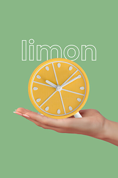 Fruitime Limon Meyve Desenli Masa Saati - Ev Dekorasyon