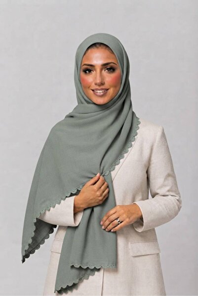 Veil Designer طرحة تركي بشغل اويه تطريز يدوي علي ثلاثة اطراف بقماش بوال يابان...