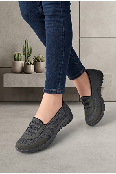 Afilli Women's Smoked Laceless Comfortable Lightweight Memory Thick Sole Walking Casual Mother Daily Cloth Sports Shoes