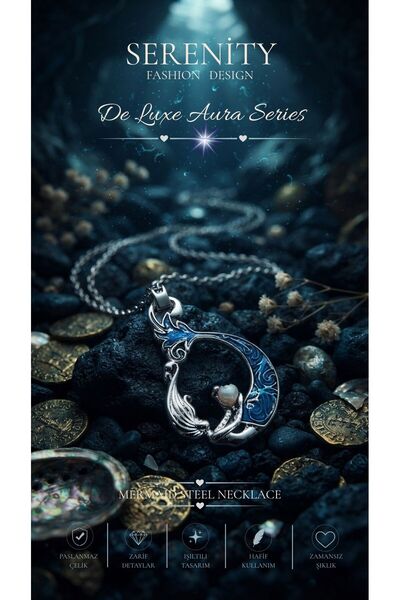Serenity Deniz Kızı Figür Çelik Kolye 04