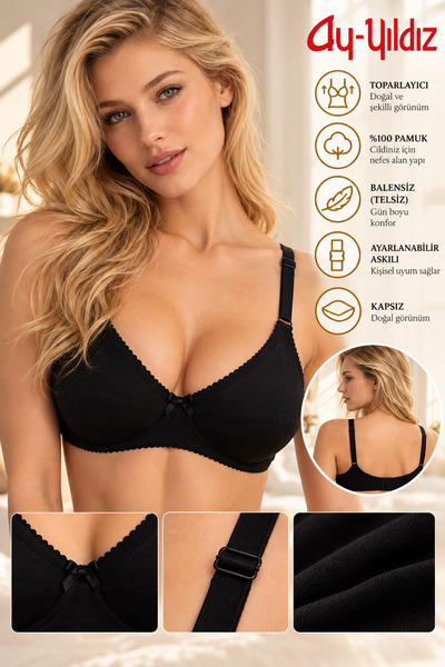AYYILDIZ Wireless, Non-Cupped, Gathering Bra, Breathable, Wire-Free Daily Bra