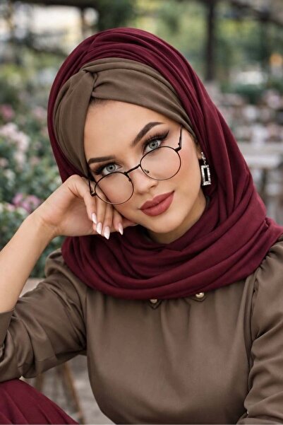 Aişe tesettür Bordo Vizon Burgu Hazır Şal