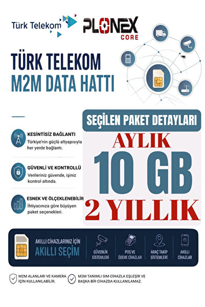 Türk Telekom M2M Data Hattı - 2 Yıllık Kullanım - Araç Takip, Alarm, Kamera v...